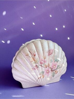 Handmade Shell Napkin Holder Berger Made in Italy Pink / Cream Sparkles